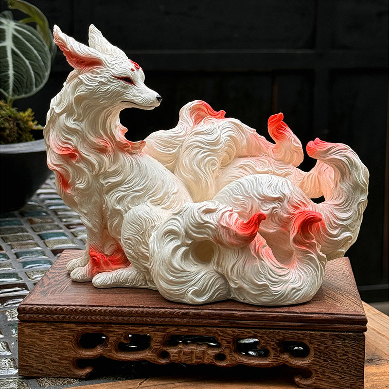 Resin Art Gift For Anniversary - เครื่องประดับจิ้งจอกเก้าหาง จิ้งจอกเก้าหาง รูปปั้นวัดพุทธ ของตกแต่งบ้าน ของตกแต่งโต๊ะทำงาน ของขวัญวันเกิด