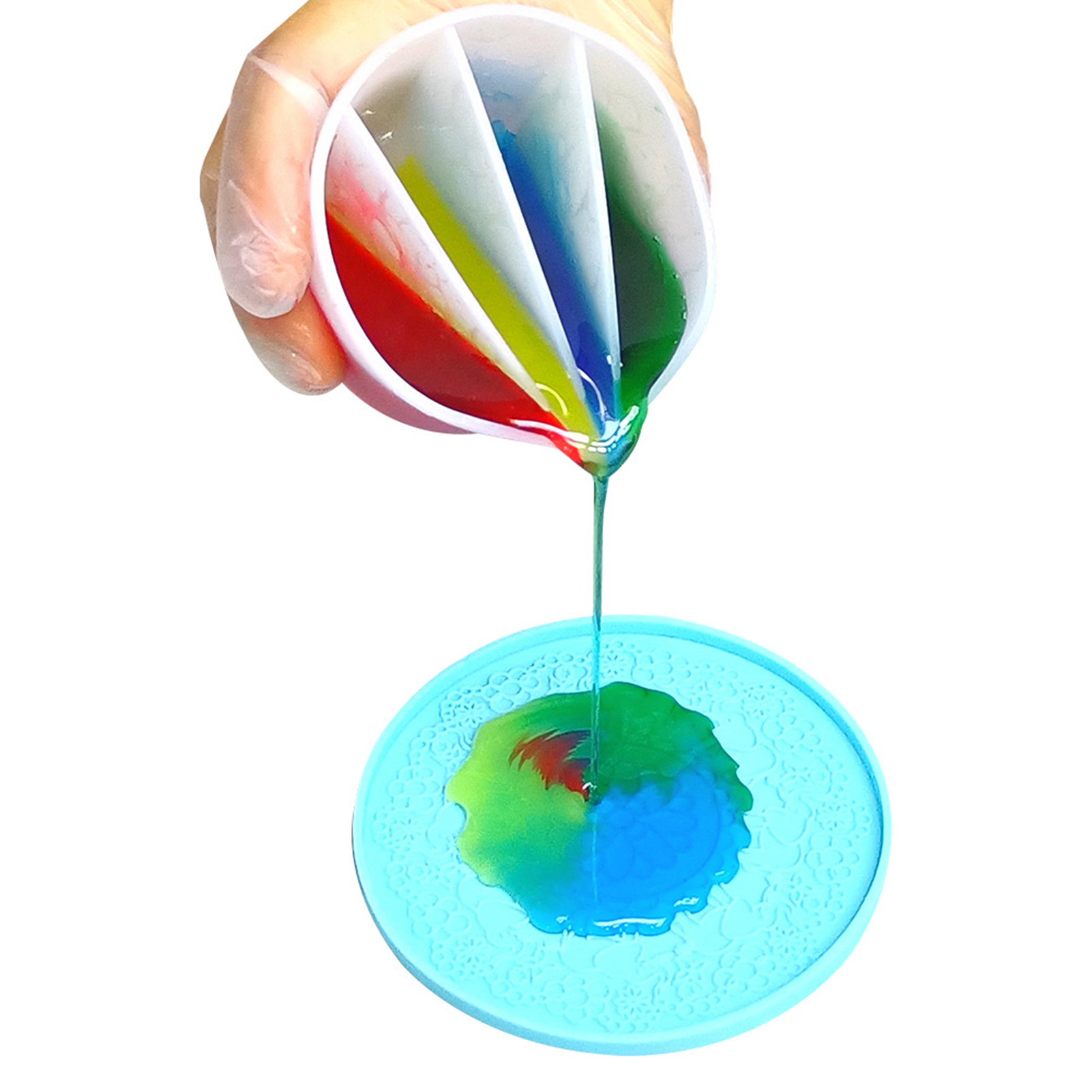 Resin Art Pouring - ถ้วยผสมซิลิโคนแบบแยกส่วนพร้อมตัวแบ่งช่อง 2 3 4 5 ช่อง