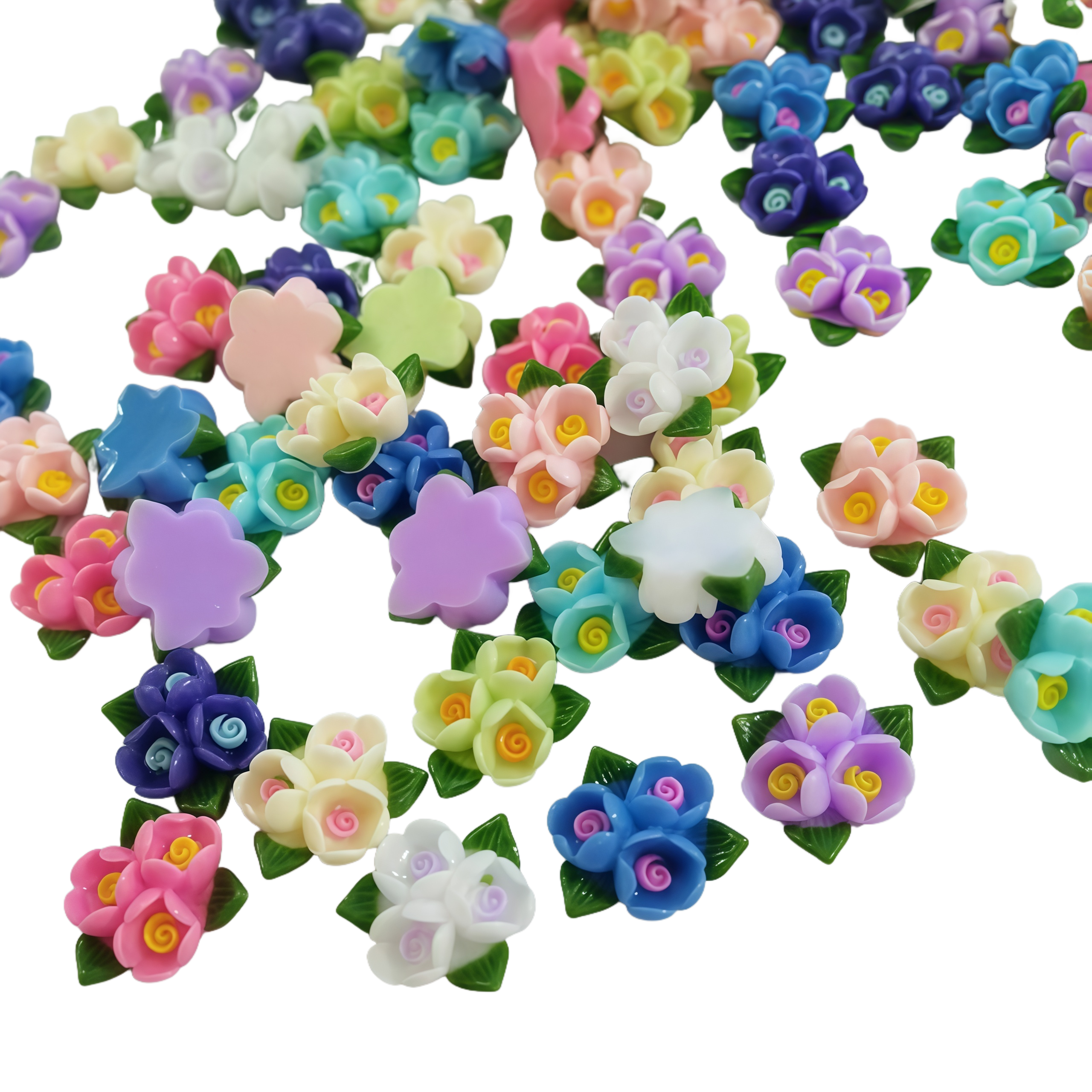Resin Art Of Rose - ดอกกุหลาบและใบไม้เรซิ่นหลากสีขนาดเล็ก 20/50 ชิ้น สำหรับตกแต่งเล็บ งานฝีมือ DIY