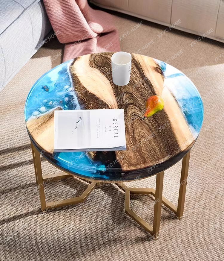 Resin Art Dining Table - โต๊ะอาหารงานศิลปะสร้างสรรค์ โต๊ะกาแฟไม้จริงประกบกันลายเรซิ่นอีพ็อกซี่