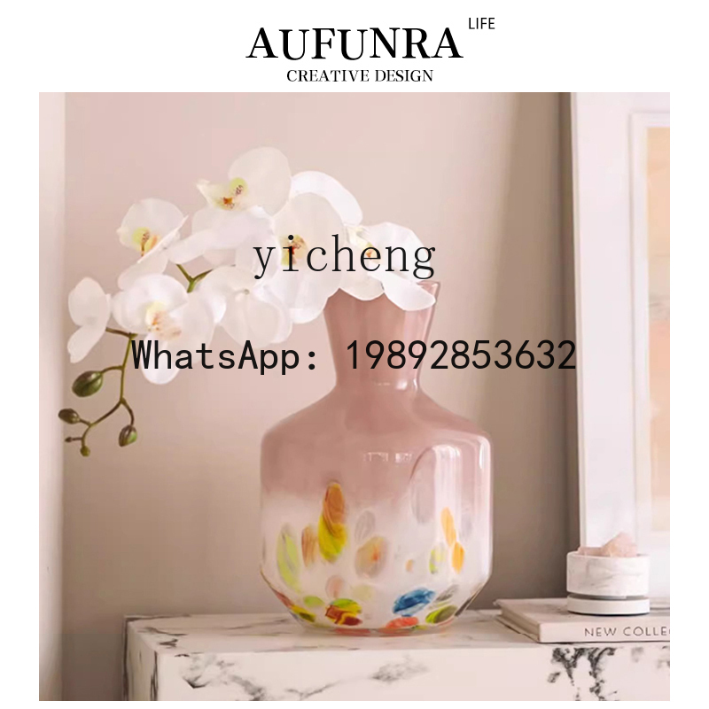 Resin Art Dining Table - แจกันแก้วตกแต่งห้องนั่งเล่น จัดดอกไม้สไตล์ศิลปะยุคกลาง สำหรับโต๊ะอาหาร