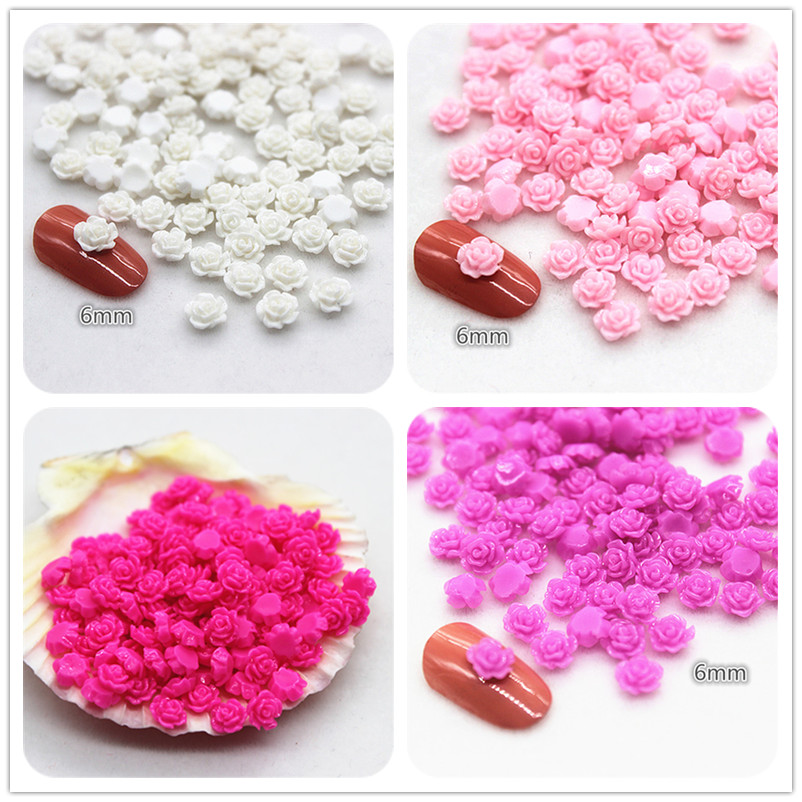 Resin Art Of Rose - 100pcs 6mm เรซิ่น MINI Rose ดอกไม้