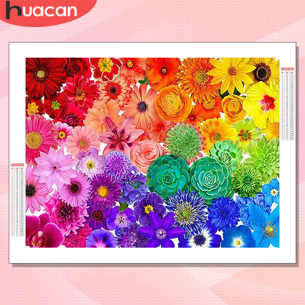 Resin Art Of Rose - ชุดงานศิลปะเพชร HUACAN ลายดอกไม้หลากสี ตกแต่งบ้าน ภาพวาดดอกเบญจมาศประดับเพชร 5