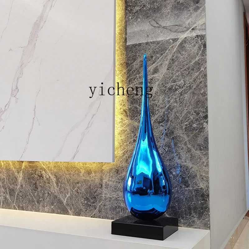 Resin Art Floor - ตู้วางทีวีแบบติดผนัง TQH-i7.7 สำหรับห้องนั่งเล่น พร้อมประติมากรรมรูปหยดน้ำขนาดใหญ่ ดีไซน์หรูหรา ทันสมัย