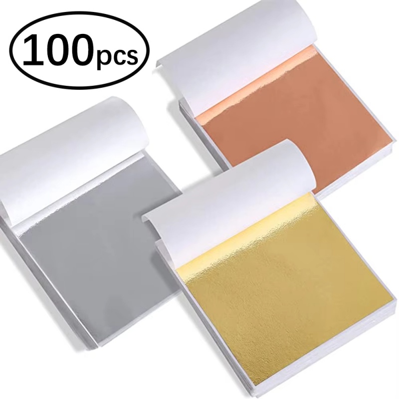 Resin Art Gift For Anniversary - กระดาษฟอยล์ทองแดงสีทอง/เงิน/ทองเหลือง 100 แผ่น สำหรับงาน DIY เรซิ่น