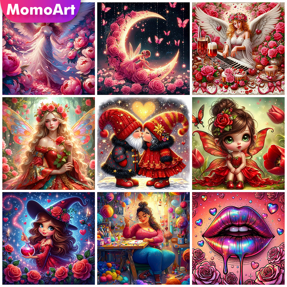 Resin Art Of Rose - โมโมอาร์ต ไดมอนด์ โมเสค ภาพวาดสาวน้อยประดับเพชร ภาพวาดกุหลาบ งานปักคริสตัล