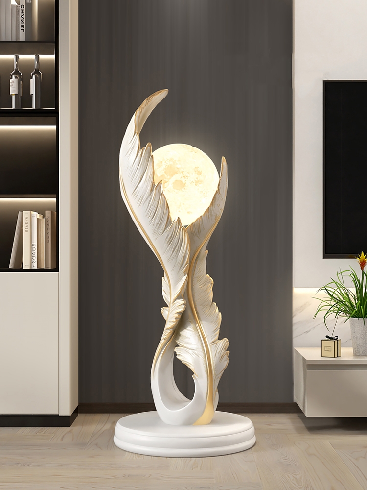 Resin Art Floor - Home Decor Creative Luminous Feather เรซิ่นรูปปั้นตกแต่ง
