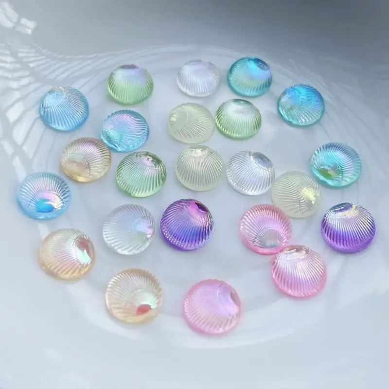 Resin Art Earrings Design - 100 ชิ้น เปลือกหอยทรงกลม 3 มิติ สำหรับงานเรซิ่น