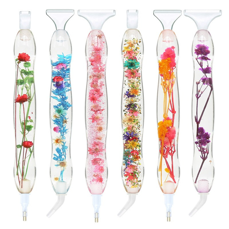 Resin Art With Flowers - ชุดปากกาเพชรเรซิ่น 5 มิติ ลายดอกไม้ 1 ชุด,
