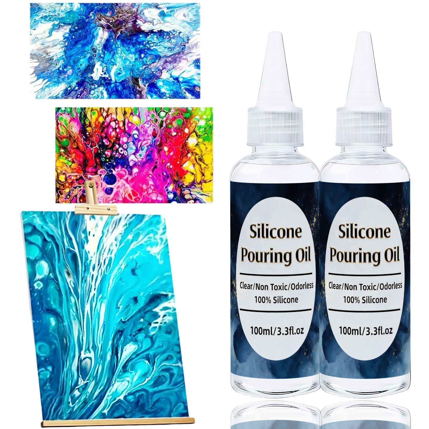 Resin Art Pouring - น้ำยาซิลิโคนสำหรับเทสี 3.3 ออนซ์/6.76 ออนซ์ สำหรับสร้างเซลล์สีอะคริลิก น้ำยาสำหรับเทสี