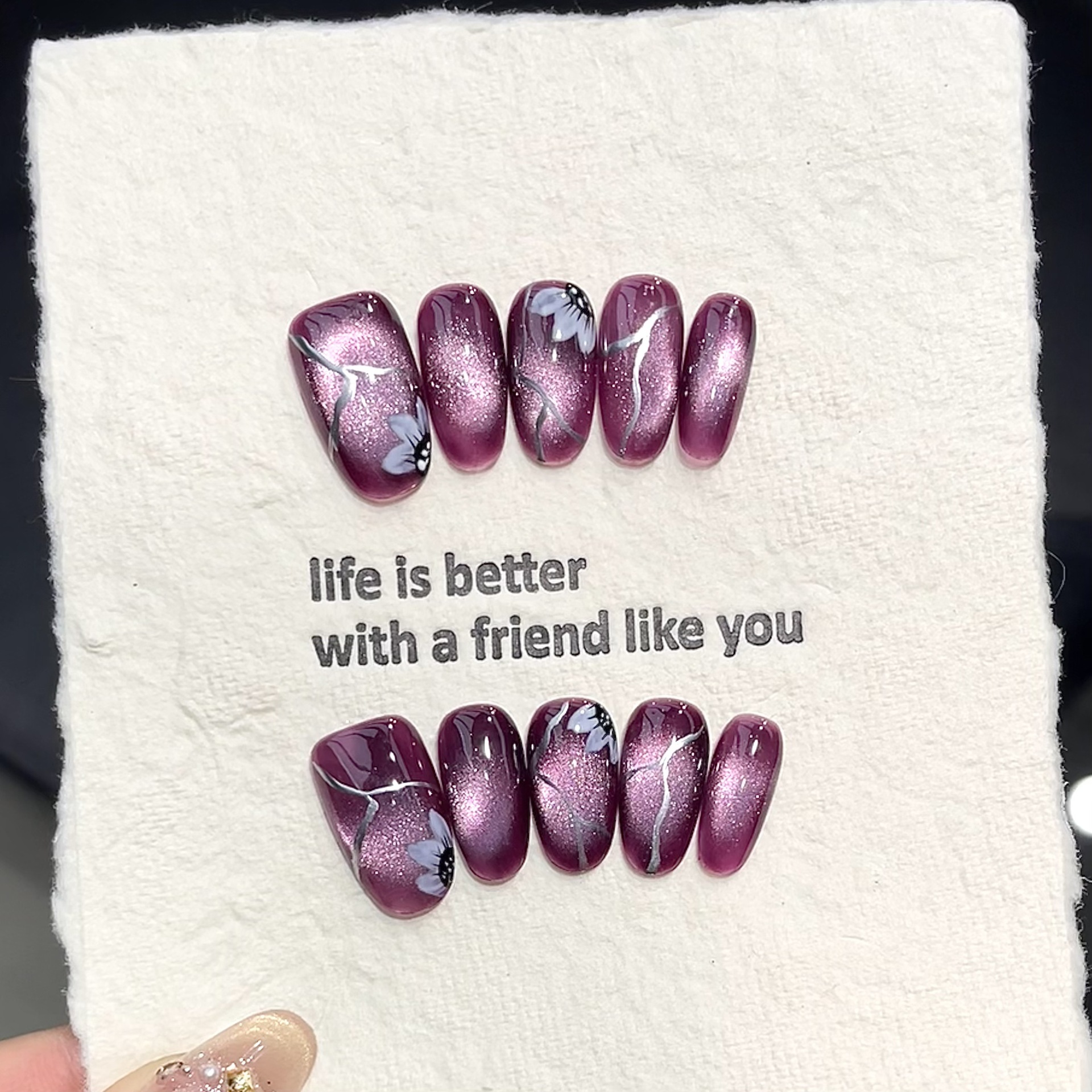 เล็บปลอมรูปวงรีทำมือ 10 ชิ้น ส - Resin Art With Flowers บทวิจารณ์และราคา