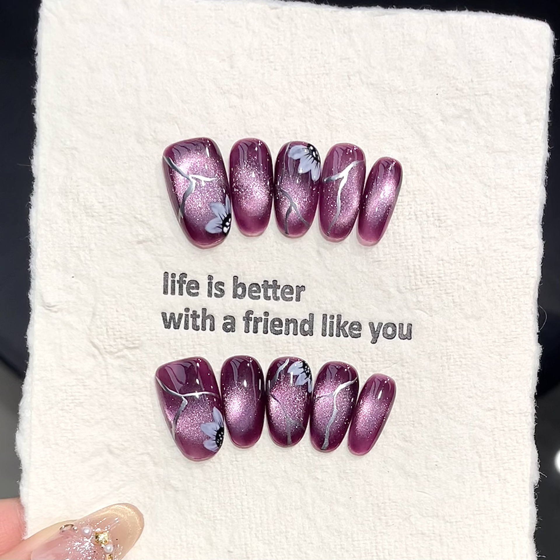 เล็บปลอมรูปวงรีทำมือ 10 ชิ้น ส - Resin Art With Flowers บทวิจารณ์และราคา