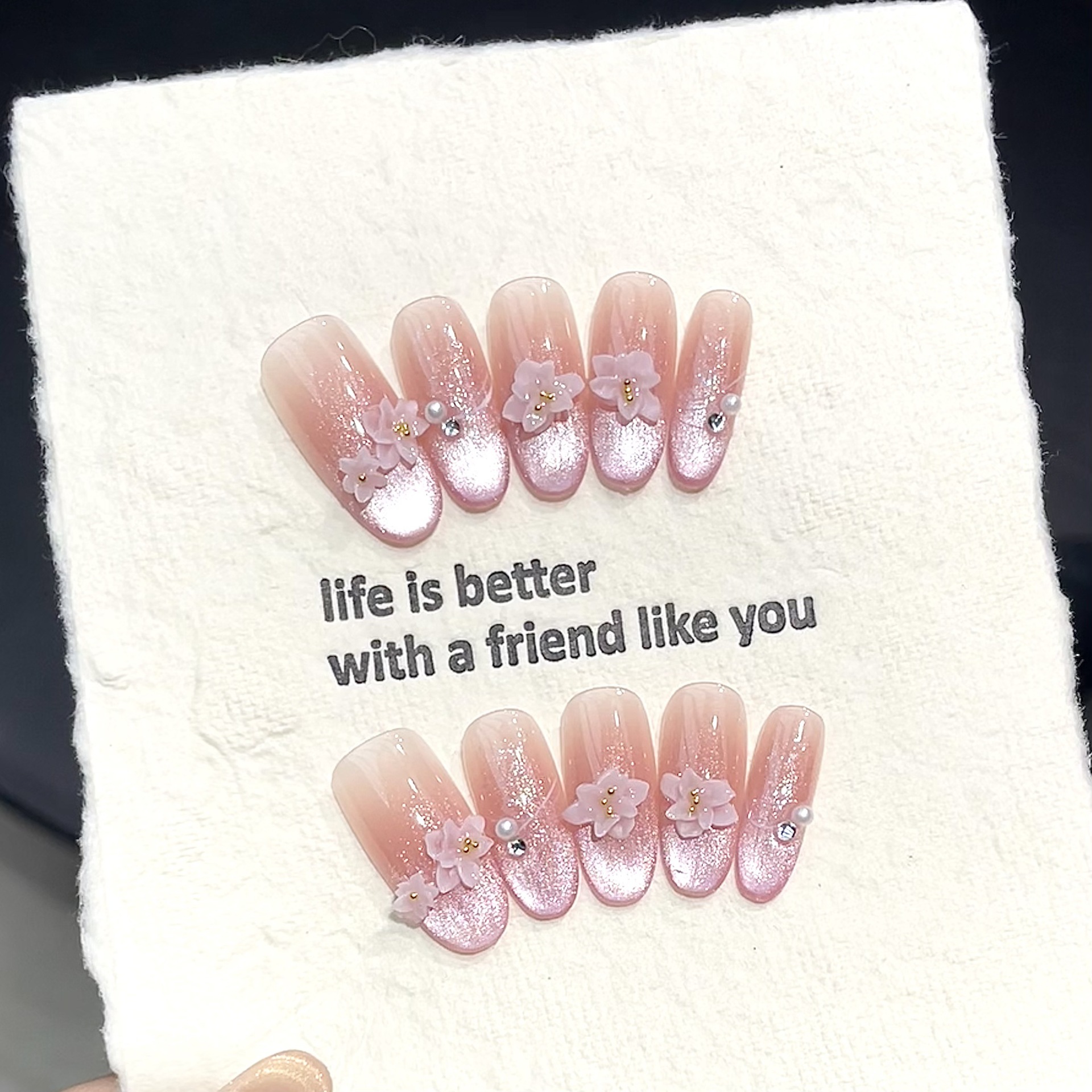 เล็บปลอมรูปวงรีทำมือ 10 ชิ้น ล - Resin Art With Flowers บทวิจารณ์และราคา