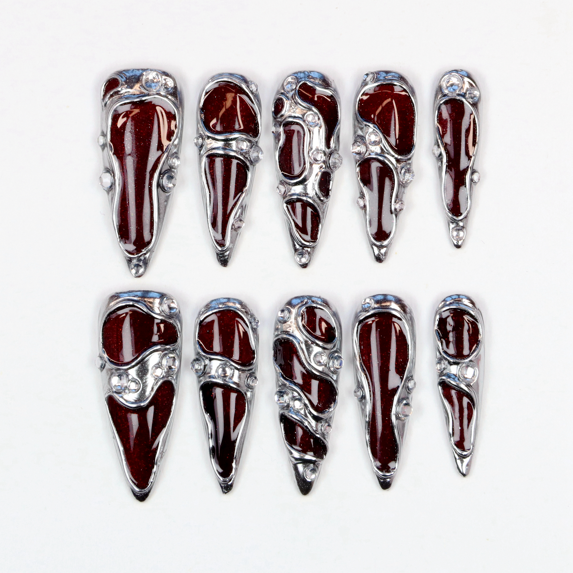 เล็บปลอมทรงสติเลตโต้ยาว 10 ชิ้ - Resin Art With Flowers บทวิจารณ์และราคา