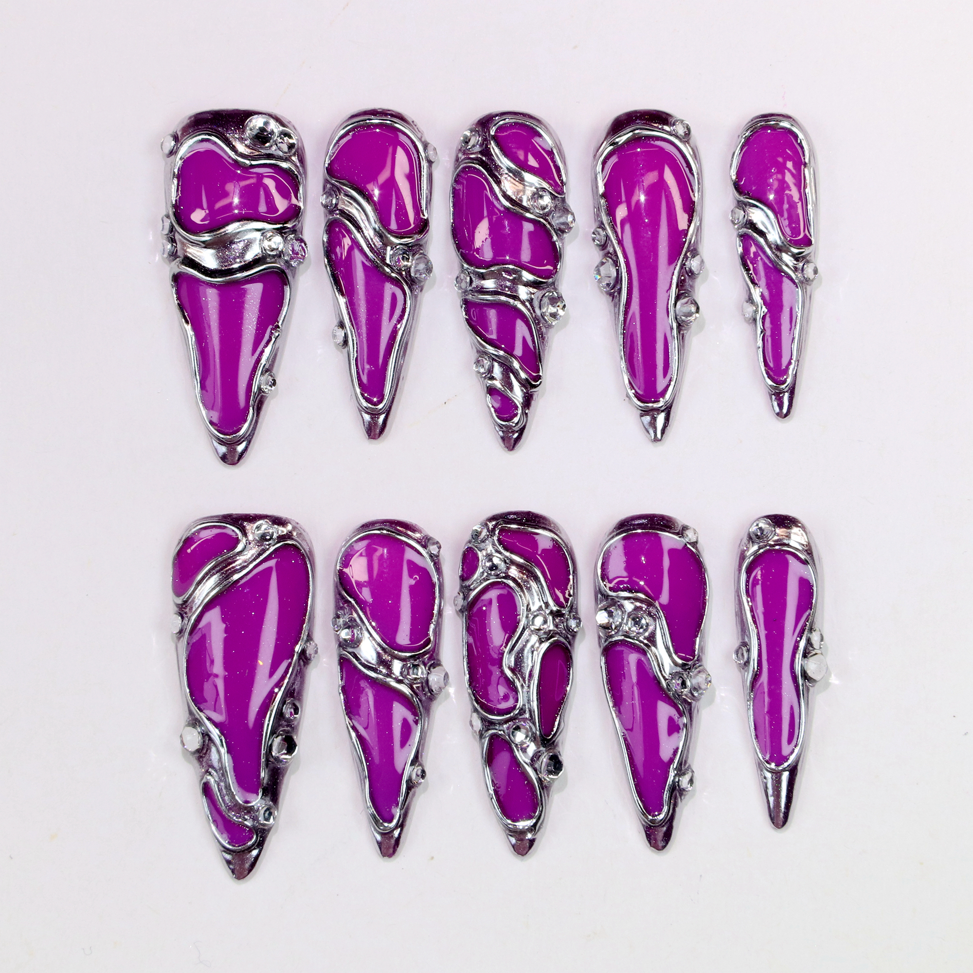 เล็บปลอมทรงสติเลตโต้ยาว 10 ชิ้ - Resin Art With Flowers บทวิจารณ์และราคา
