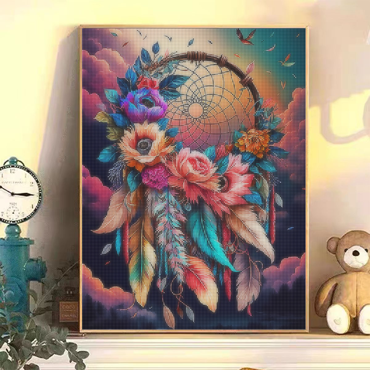 ภาพปักเพชรแบบไร้กรอบ ลายจับฝัน - Resin Art With Flowers บทวิจารณ์และราคา